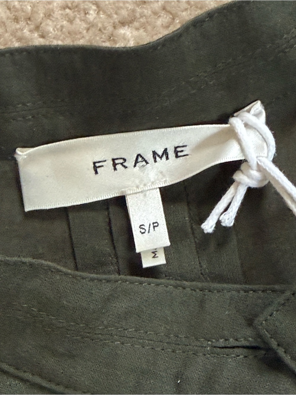 FRAME Dark Green Short-Sleeve Pintucked Button-Front Top - Picture 7 of 10